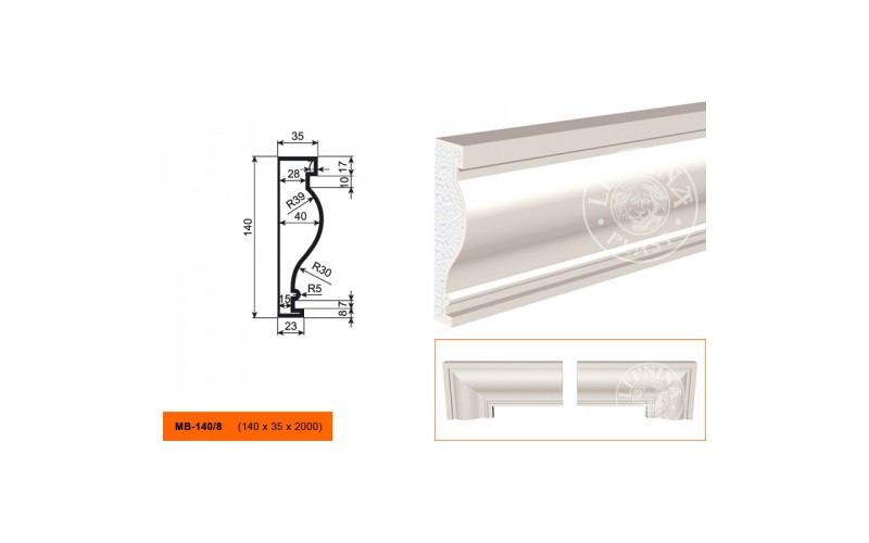 Молдинг фасадный Lepninaplast МВ-140/8