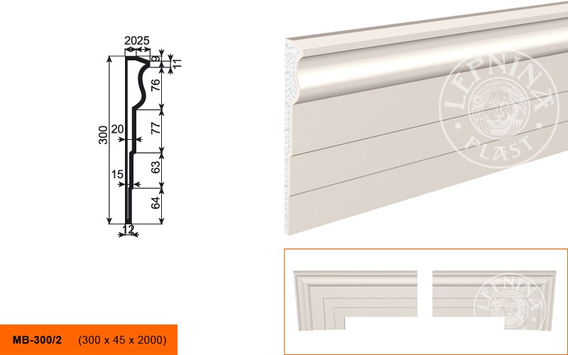 Молдинг фасадный Lepninaplast МВ-300/2