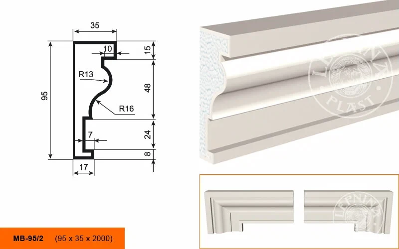 Молдинг фасадный Lepninaplast МВ-95/2