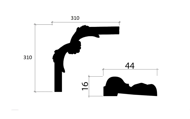 C2-DD400 Декоративный уголок гладкий (310*310*16мм) ДекорДизайн