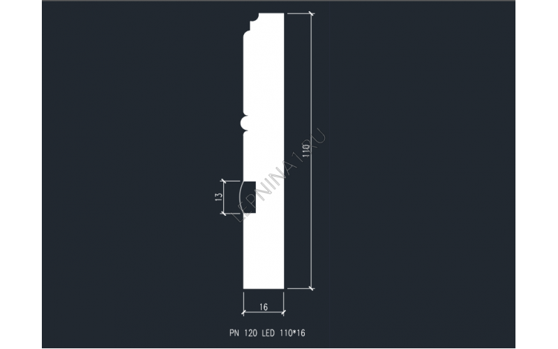 Плинтус напольный для подсветки LED EVROWOOD PN 120