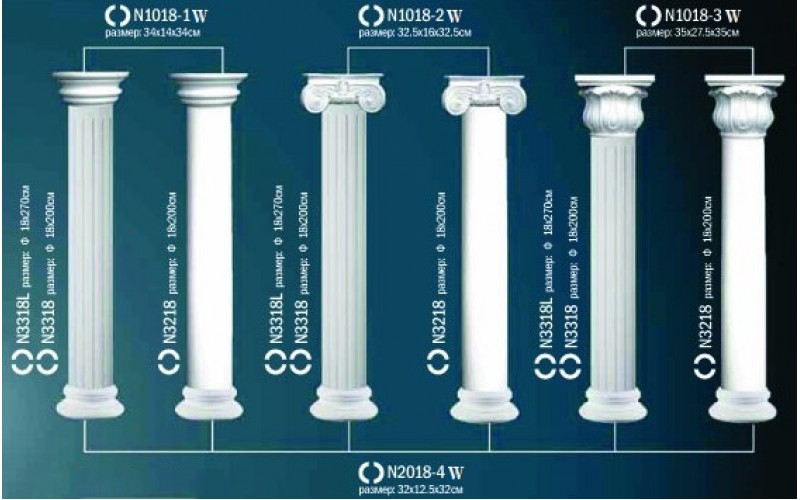 Комплект колонны Перфект на R18 см  N1018-2W+N3318W+N2018-4W