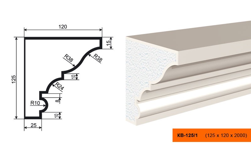 Карниз Lepninaplast КВ-125/1