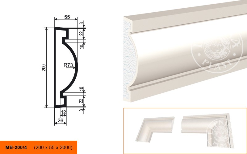 Молдинг фасадный Lepninaplast МВ-200/4