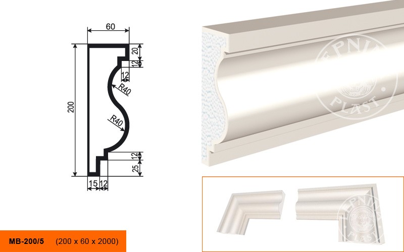 Молдинг фасадный Lepninaplast МВ-200/5