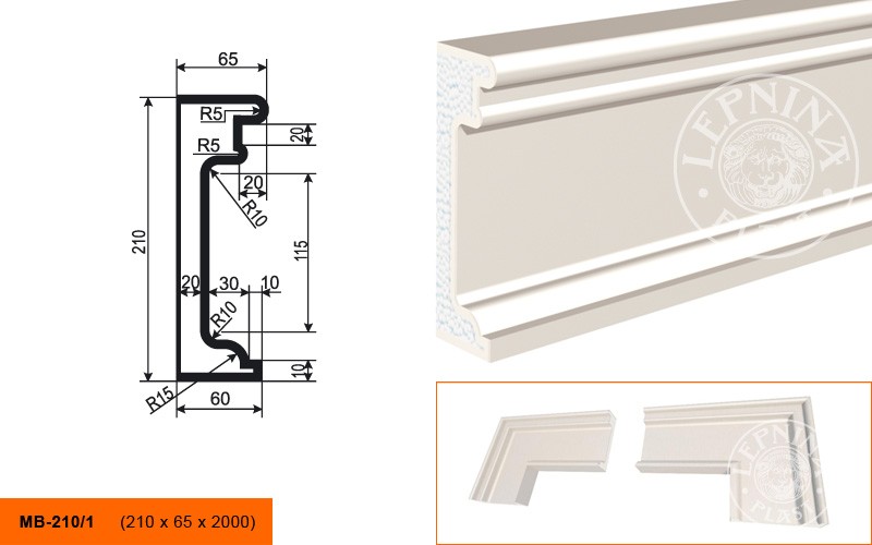 Молдинг фасадный Lepninaplast МВ-210/1