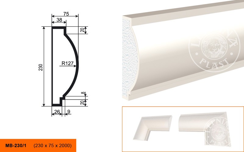 Молдинг фасадный Lepninaplast МВ-230/1