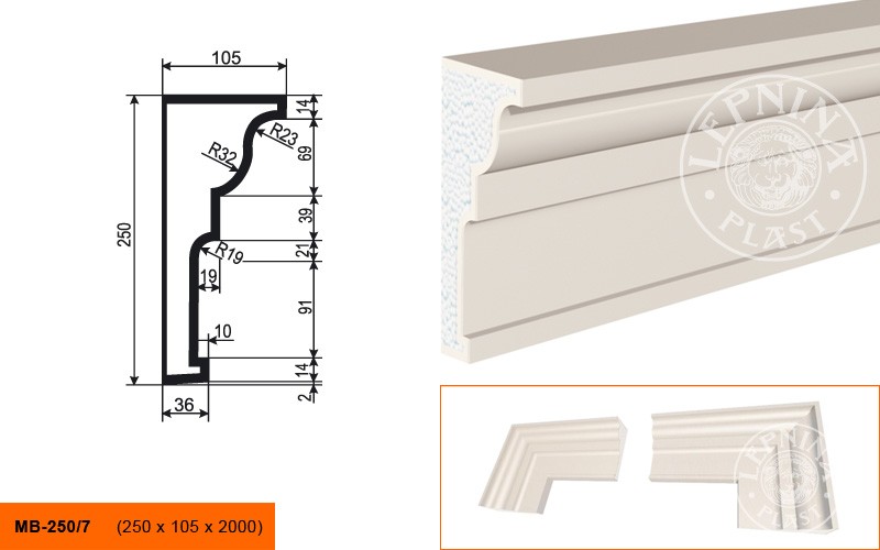 Молдинг фасадный Lepninaplast МВ-250/7