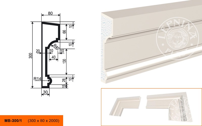 Молдинг фасадный Lepninaplast МВ-300/1