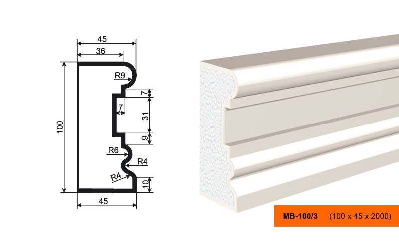 Молдинг фасадный Lepninaplast МВ-100/3