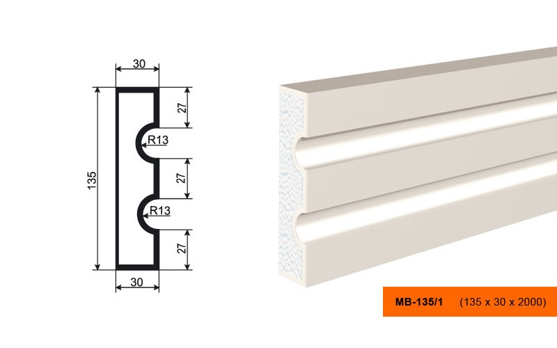 Молдинг фасадный Lepninaplast МВ-135/1