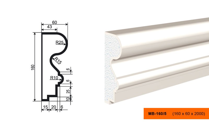 Молдинг фасадный Lepninaplast МВ-160/5