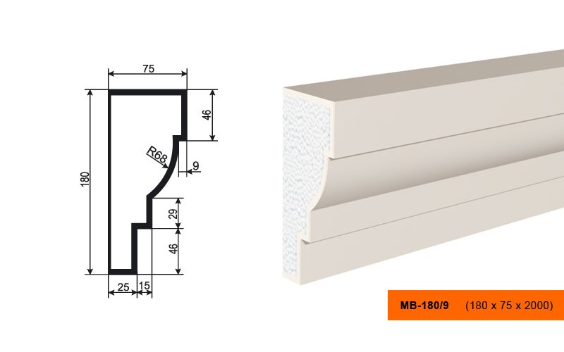 Молдинг фасадный Lepninaplast МВ-180/9