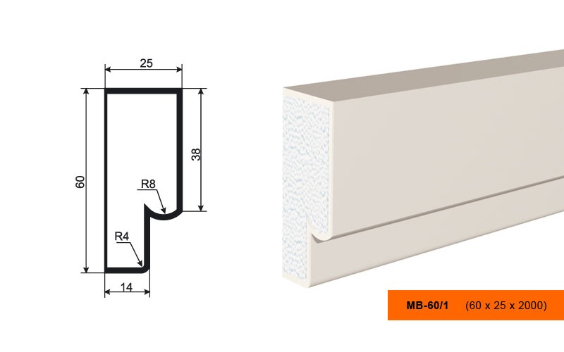 Молдинг фасадный Lepninaplast МВ-60/1