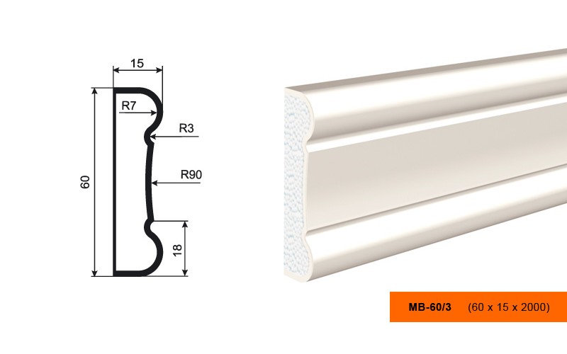Молдинг фасадный Lepninaplast МВ-60/3
