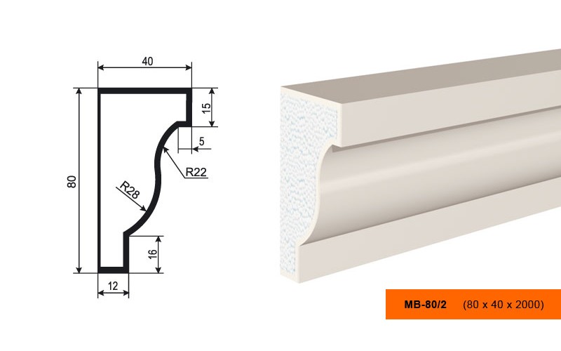 Молдинг фасадный Lepninaplast МВ-80/2