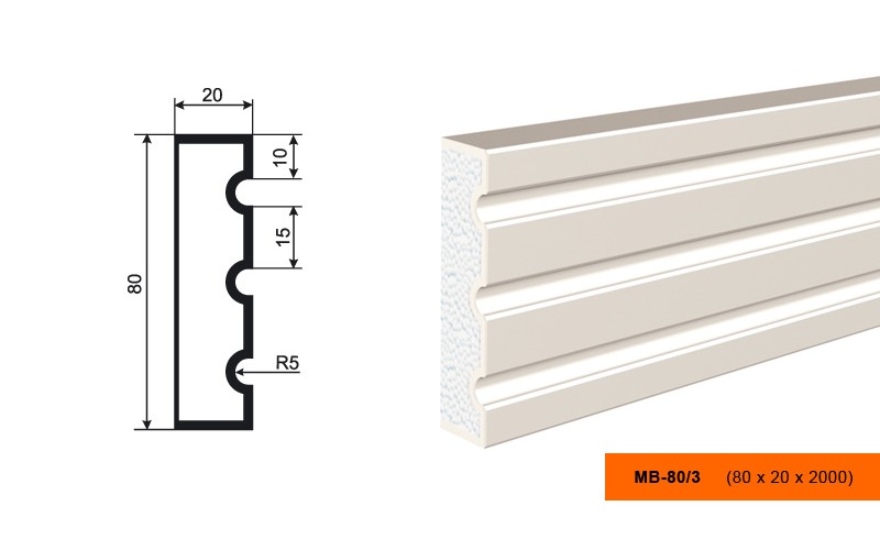 Молдинг фасадный Lepninaplast МВ-80/3
