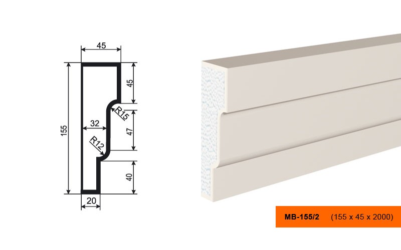 Молдинг фасадный Lepninaplast МВ155/2