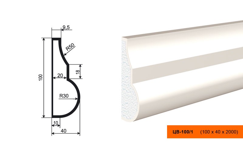 Молдинг цокольный Lepninaplast ЦВ-100/1