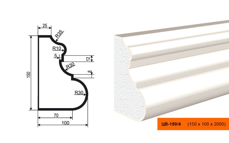 Молдинг цокольный Lepninaplast ЦВ-150/4