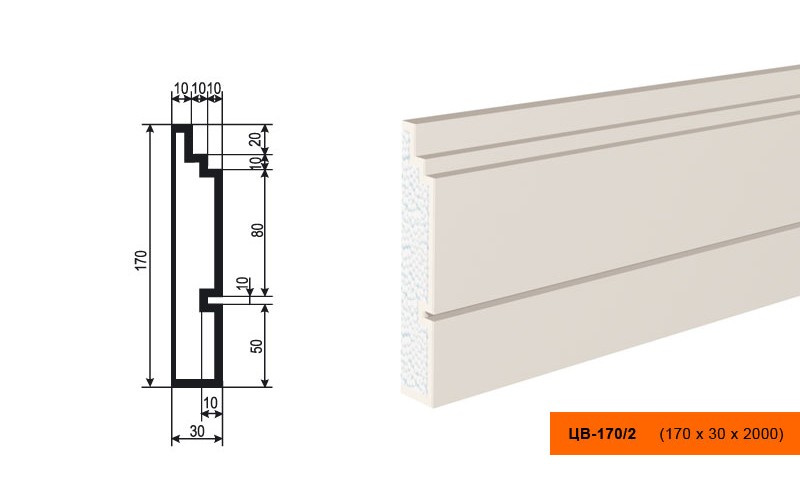 Молдинг цокольный Lepninaplast ЦВ-170/2